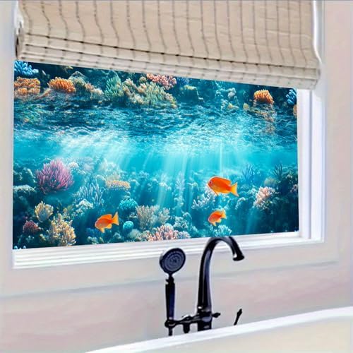 HOMETITUTE Rainbow Underwater Coral Reef Window Cling 39.3x17.7 Inch PVC - Image 5