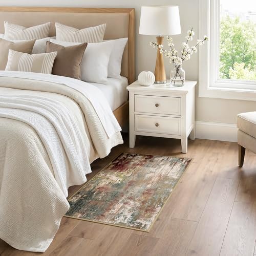 RELEANY Washable 3'x4' Abstract Area Rug for Living Room Rustic Brown - Image 2