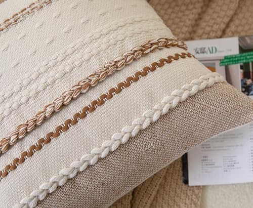 Cethom Boho Throw Pillow Covers 12x20 Inch Set of 2, Brown Textured Decorative Couch Pillow Cases for Farmhouse Home Decor, Accent Cushion Cover for Sofa, Bed, Living Room, Bedroom - Image 2
