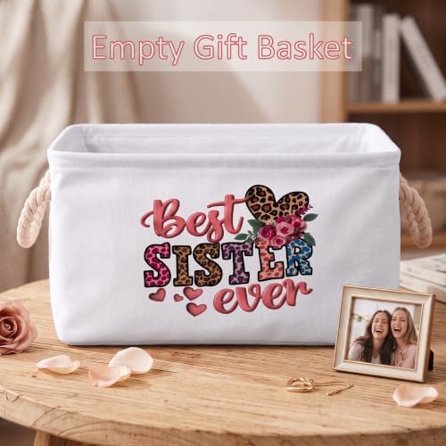 Marsui Sister Gifts Best Sister Ever Gift Basket with Rope Handles, 14 Inch - Image 4