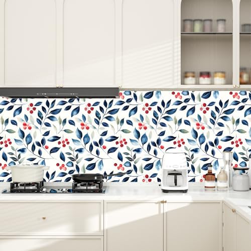 Danodoi Dark Blue Vintage Leaf Peel and Stick Wallpaper 17.5" x 118" | Waterproof Vinyl Self Adhesive Removable Renter Friendly Floral Contact Paper - Image 2