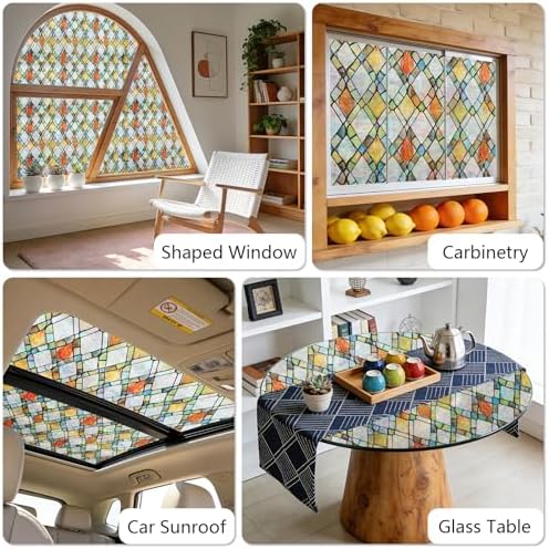 LEMON CLOUD Window Privacy Film, Rainbow Stained Glass Cling,11.8″ x 157.4″ - Image 6