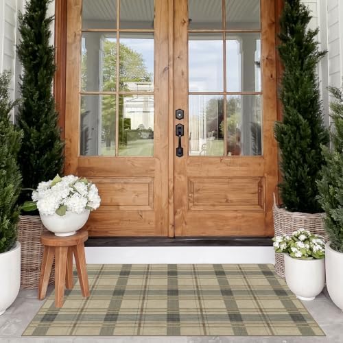 Plaid Outdoor Rug - 28"x43" Front Door Mat Indoor Outside Entrance - Image 4