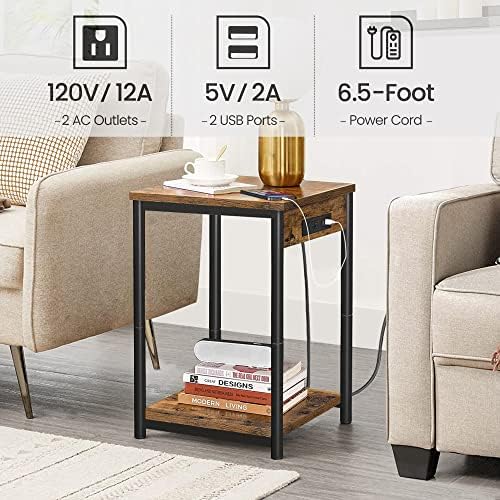 TUTOTAK Nightstand with Charging Station, End Table, Side Table with USB, 21.8”H Night Stand with Storage Shelf, Sofa Couch Table V1TB01BB025 (1 pc) - Image 4
