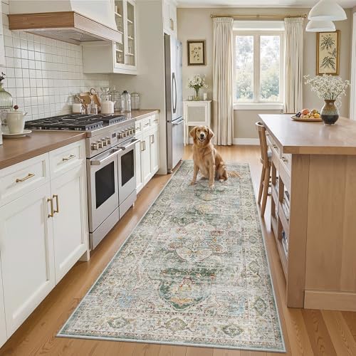 Madane Kitchen Runner 2'6''x8' Soft Rug Runners for Hallways, Green by Madane