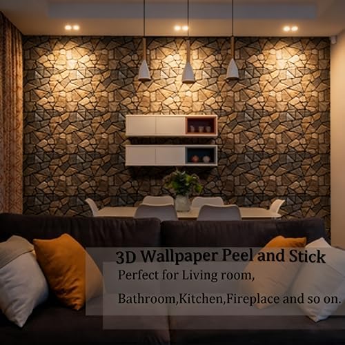 3D Self Adhesive Wall Panels,10 Pcs 3D Faux Brick Wall Panels -11.8"X11.8",PVC Tiles Backsplash DIY Brick Wallpaper Tile for Bedroom, Living Room, Kitchen, Fireplace - Image 2
