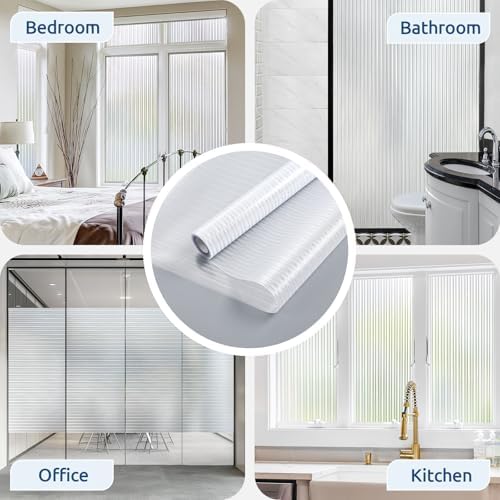 rabbitgoo Reeded Glass Window Privacy Film, Non Adhesive, 29.5" x 78.7" - Image 6
