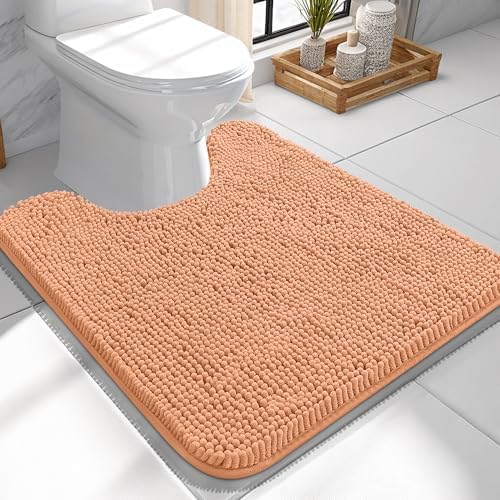 OLANLY Toilet Rugs U-Shaped 24x24, Soft Absorbent Chenille Contour Rugs by OLANLY