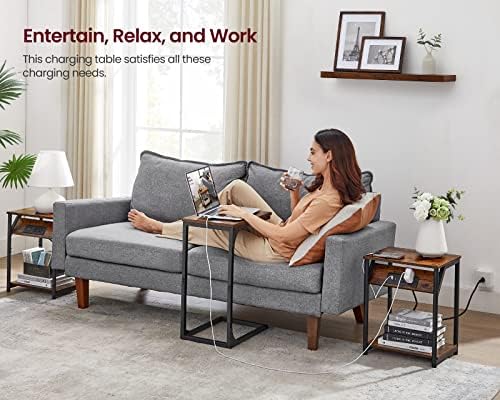 VASAGLE End Table with Charging Station, Set of 2, Small Side Tables - Image 3