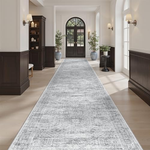 Soalmost Washable Hallway Runner Rug 3x16 Kitchen Entry Rugs Non-Slip, Grey by Soalmost