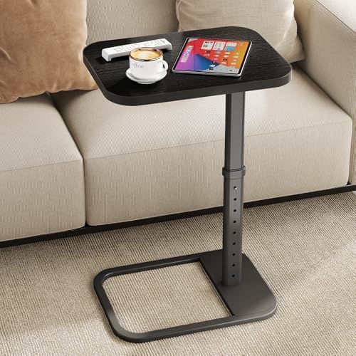 Kitstorack Upgraded TV Tray Table with Panel Lock, Adjustable Height & 90° Flip-Over Design, Sofa Arm End Side Table for Eating, Dinner, Snack, Laptop, Couch, Bed, Chair or Small Spaces, Black by Kitstorack