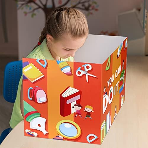 24 Pcs Privacy Boards for Student Desks Bright Colored Classroom Desk Divider Trifold Table Desk Privacy Panel Folders Screen Partition for School Teacher Student Study Test Home(Pen) - Image 4