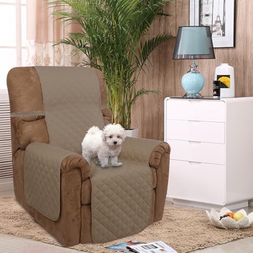 U-NICE HOME Reversible Recliner Chair Covers, Taupe - Image 2
