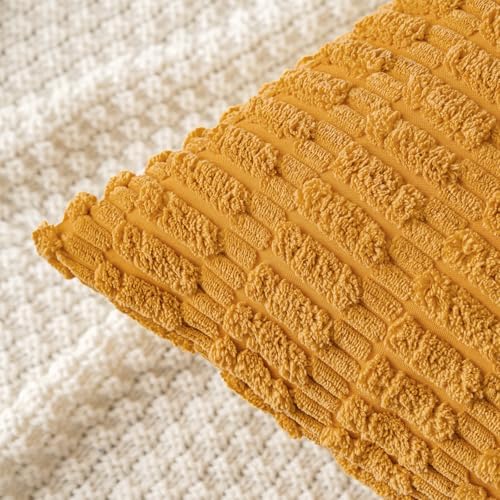 MIULEE Corduroy Decorative Throw Pillow Covers 18x18 Gold Yellow Pack of 2 - Image 4