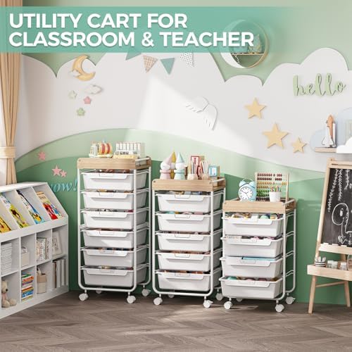 SYKIARIOL Rolling Storage Utility Cart with 4 Drawers,Art Cart,White - Image 6
