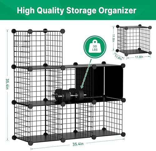 Wire Cube Storage Organizer, 6 Cubes Converted into 7 Cubes, Sturdy Metal Grids Storage Shelf Closet Shelving Units and Storage, Shelves for Bedroom LIvingroom Office - Image 3