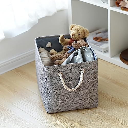 TheWarmHome Storage Basket for Organizing - 16x12x12 inch 3 Pack Fabric Storage Cubes, Cube Storage Bin for Shelves Closet Organizer Cloth Gift Toy (Grey) - Image 3