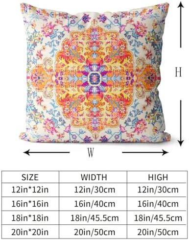 Snycler Orange Blue Ethnic Boho Pillow Covers 16x16 in Boho Carpet Cream Coral Floral Decorative Couch Pillow Cases with Zipper Set of 2 Home Decor for Living Room Bedroom Bed Cushion Outdoor - Image 3