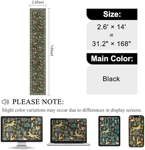 DUKINO 2.6x14 Runner Rug for Hallway, Washable Animal Rug Non Slip, Black - Image 2