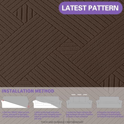 ZNSAYOTX Super Stretch Sofa Cover (72"-92"), New Striped Sofa Covers Fitted Slipcovers with Elastic Bottom, Dog Cat Pets Proof Spandex Washable Fabric Comfortable & Durable (Coffee, Sofa) - Image 5