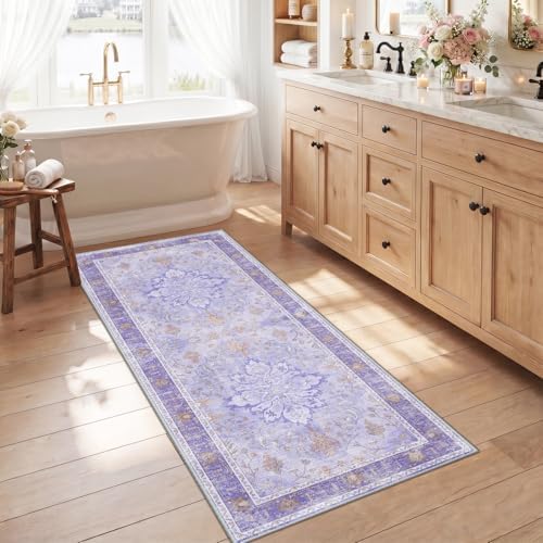 RELEANY Washable Area Rug, Runner 2'6"x5', Purple by RELEANY