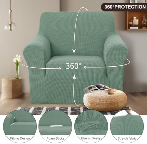 U-NICE HOME Stretch Recliner Chair Cover Armchair Slipcover, Cyan - Image 3