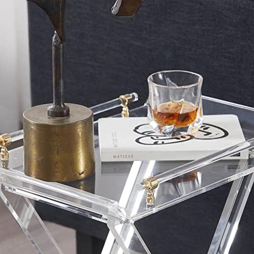 Clear Acrylic Folding Side Table with Handle, X-Leg Small End Table - Image 4