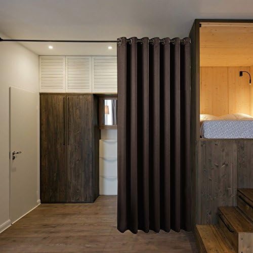 NICETOWN Room Dividers Curtain Screen Partitions, Patio Sliding Door Curtain, Wide Blackout Curtains, Keep Warm Draperies, Sliding Glass Door Drapes (1 Piece, 8.3ft Width x 7ft Length, Toffee Brown) - Image 2