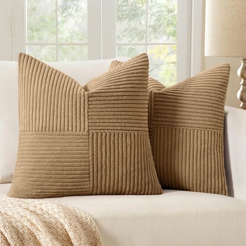 MIULEE Camel Brown Decorative Throw Pillow Covers for Couch 18x18 Inch by MIULEE