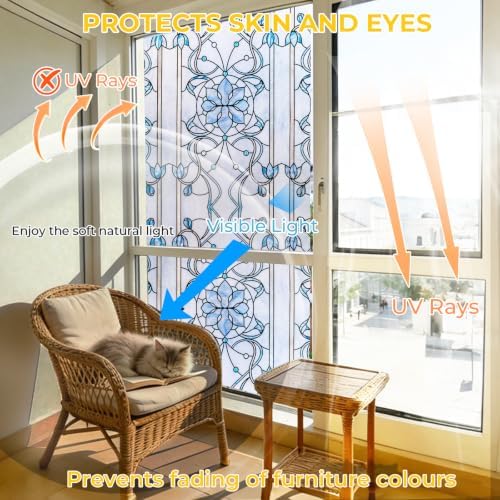 OHTMERU 3D Stained Glass Window Privacy Film Decorative Non-Adhesive - Image 3