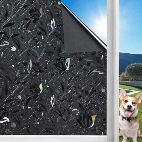 Niviy Total Blackout Window Film, Black Window Cover for Glass, 100% Light Blackout Windows Cover Room Darkening Removable Black Out Window Tint for Home(17.7 x 78.7 inches) by Niviy