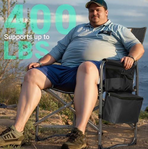 Overmont 2 Pack Folding Camping Chairs with Side Tables, 400 lb Each - Image 6
