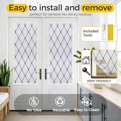 OHTMERU Window Privacy Film Decorative Non-Adhesive, Reusable, Anti-Glare - Image 5