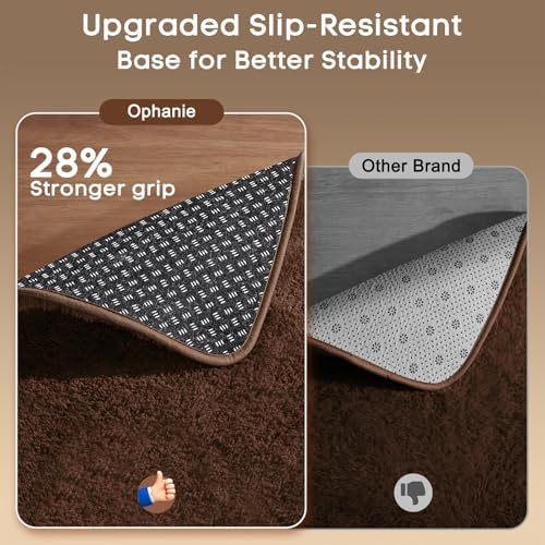 Ophanie Brown Rugs for Living Room Bedroom, 5x8 Fluffy Fuzzy Furry Carpet, Plush Soft Shaggy Bedside Indoor Floor Area Rug for Kids Nursery Home Decor with Over 999 pcs Non-Slip Backing Pattern - Image 4