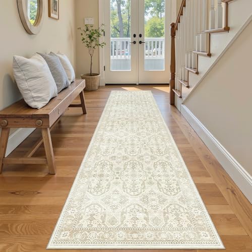 Soalmost Runner Rug 2x8 Washable Hallway Kitchen Runners Beige/Brown by Soalmost