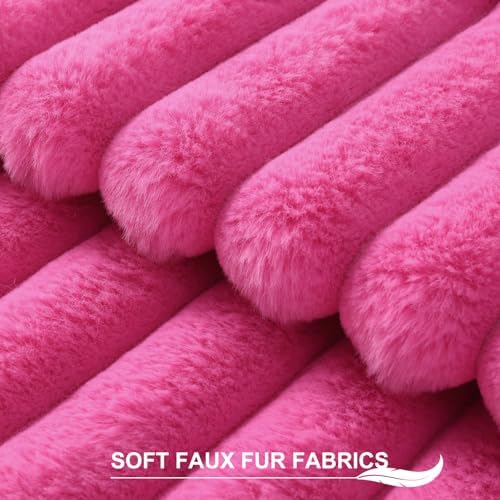 Pallene Faux Fur Decorative Throw Pillow Covers 26x26 Set of 2, Hot Pink - Image 2