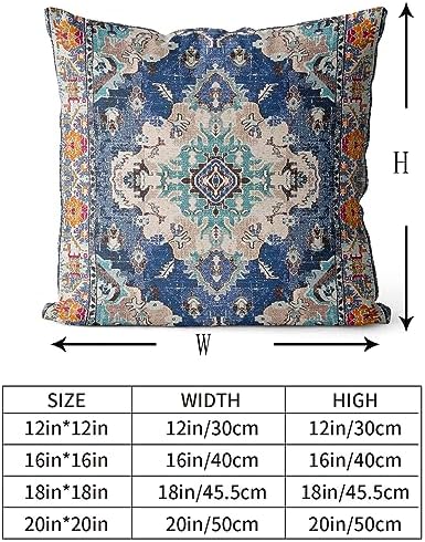 Snycler Boho Throw Pillow Covers 16x16 inch Set of 2 Boho Rug Carpet Double Sided Pattern Cotton Soft Pillow Case Cushion Cover Pillowcase for Couch Sofa Bed Decorative (Blue) - Image 3