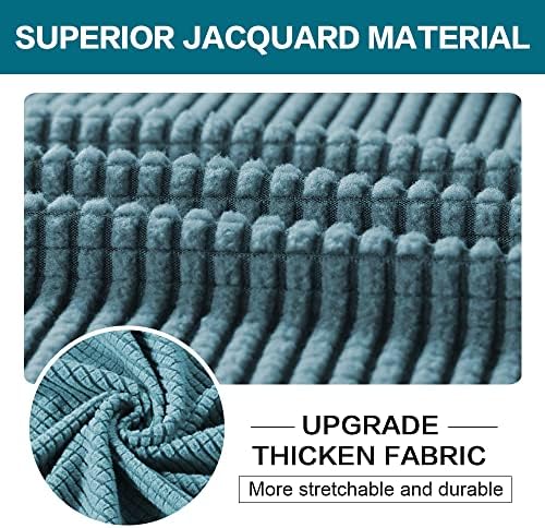 Turquoize 3 Piece Sofa Covers for 2 Cushion Couch Sofa Slipcover Soft Couch Cover for Dogs-Washable Sofa Furniture Covers with 2 Individual Cushion Covers, Thick Jacquard Fabric (Loveseat, Storm Blue) - Image 3