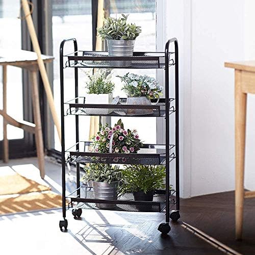 JANE EYRE Rolling Utility Storage Rack Cart on Wheels, Trolley Carft cart, Multi-Purpose Organizer Shelf (Black, 4 Tier)… - Image 4