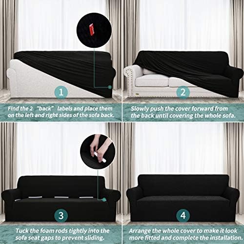 YEMYHOM Couch Cover Latest Jacquard Design High Stretch Sofa Chair Covers for Living Room, Pet Dog Cat Proof Armchair Slipcover Non Slip Magic Elastic Furniture Protector (Small, Black) - Image 6