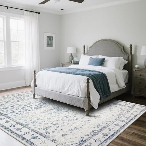 8x10 Washable Area Rugs for Living Room,Bedroom,Dining Room- Blue White - Image 7