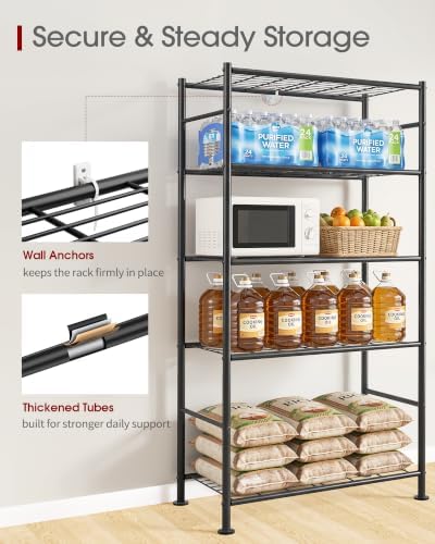 Sakugi 5-Tier Storage Shelves 33.1" x12.6" x73.5" Black with Wheels - Image 6