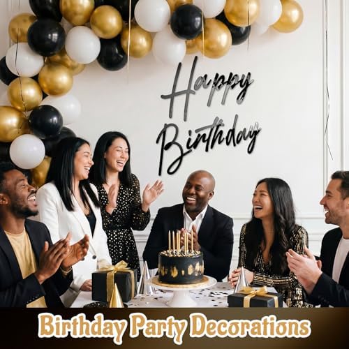 Yousoontic Happy Birthday Sign for Backdrop, 23 x 20 Inch, Classic, Black - Image 5