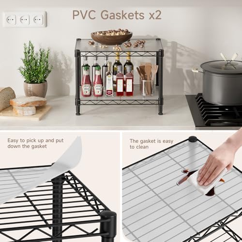 Golpart Small 2 Tier Shelves Storage Wire Shelving Unit Metal Shelf Gasket - Image 4