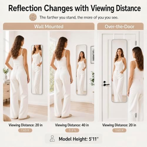 SCWF-GZ 47x14 Full Length Mirror Over the Door Hang or Wall Mounted Silver - Image 4