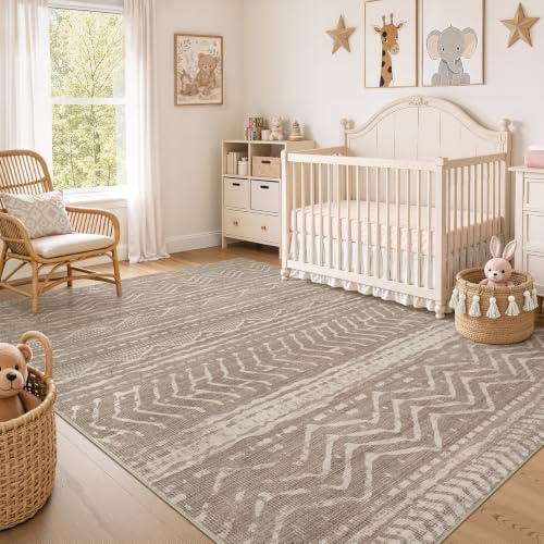 Nakagishi Boho 9x12 Area Rug Living Room Rugs Machine Washable Dark Brown - Image 7
