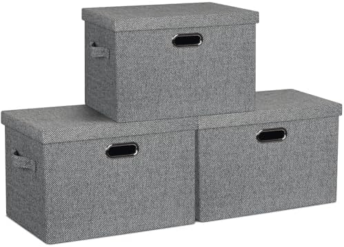 Storage Bins with Lids Fabric Closet Organizers Cubes Office Organization by GraciadecoStorage