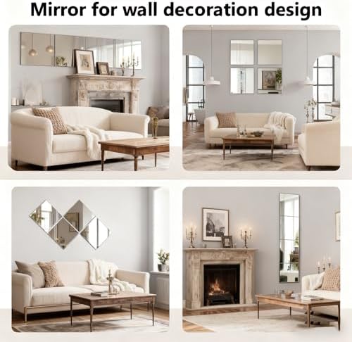 4 Pack Acrylic Mirrors for Wall,10×10Inch Self Adhesive Frameless Small Mirror Tiles, Flexible Plastic Mirror Sheets for Bedroom Home Gym Door (4Pcs 10×10inch) - Image 4