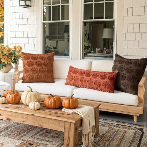 MIULEE Fall Pillow Covers Pumpkin Fall Decor 20x20 Reddish Brown - Image 5