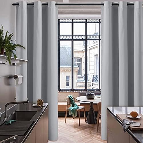 RYB HOME Grey Blackout Curtains Room Divider Full Shade Privacy Drapes - Image 2